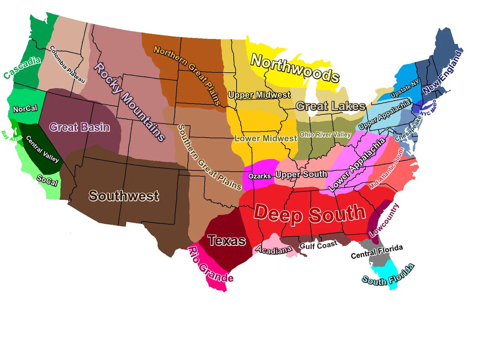 image of the regions of the USA